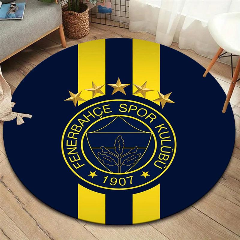 Fenerbahçe Sports Club Round Area Rug,Carpet Rug for Living Room Bedroom Sofa Playroom Decor,Non-slip Floor Mat