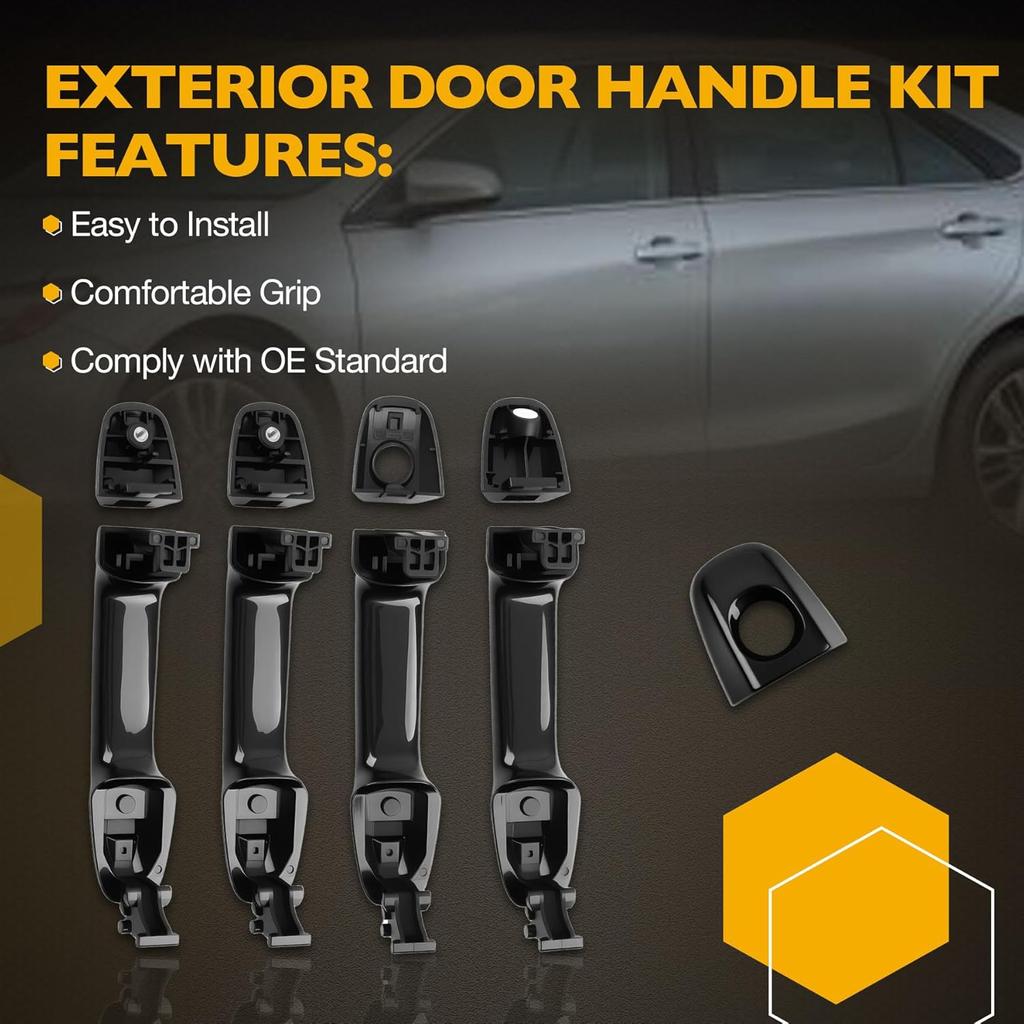 Gledewen 4 PCS Exterior Door Handle Front Rear Driver Passenger Side, Compatible with 2012 2013 2014 2015 2016 2017 Toyota Camry, Replaces#