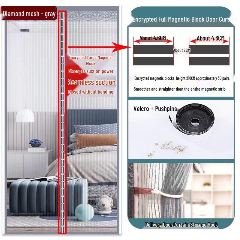 Magnetic Diamond Mesh Anti-Mosquito Screen Door Curtain 70cm x 200cm