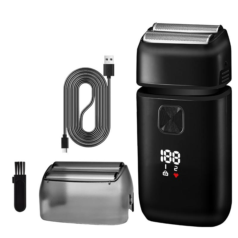 

Электробритва для мужчин 2 скорости Бритва для лысой головы Триммер для бороды со светодиодным дисплеем Перезаряжаемая Машинка для влажного и сухого бритья чёрный