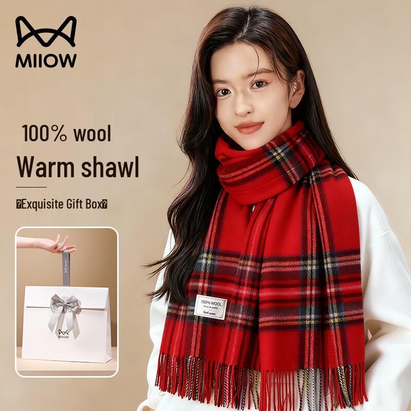 Mao Ren Women's Wool Plaid Scarf & Shawl
