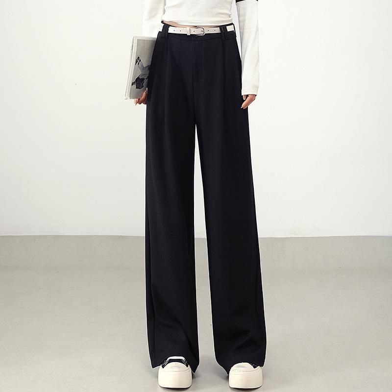 Tencel Acetate Women s Spring 2026 High-Waisted Wide-Leg Herringbone Pants 27