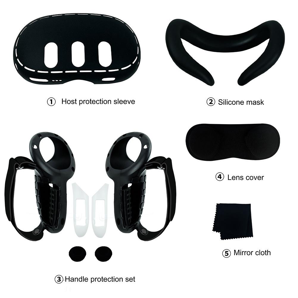 10 In 1 Silicone Cover Case Set VR Shell Cover Controller Grip Cover Lens Cover Rocker Cap for Meta Quest 3 VR Headset