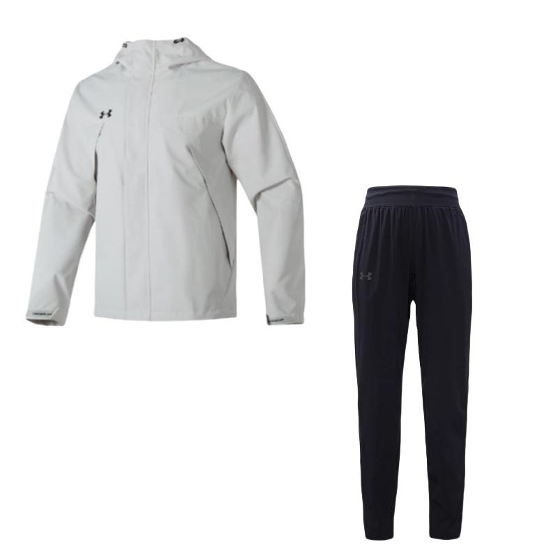 

Under Armour Comfortable Hooded Zip-Up Top And Versatile Long Pants Casual Sports Set Men sets 23600401-009+1376799-001 S