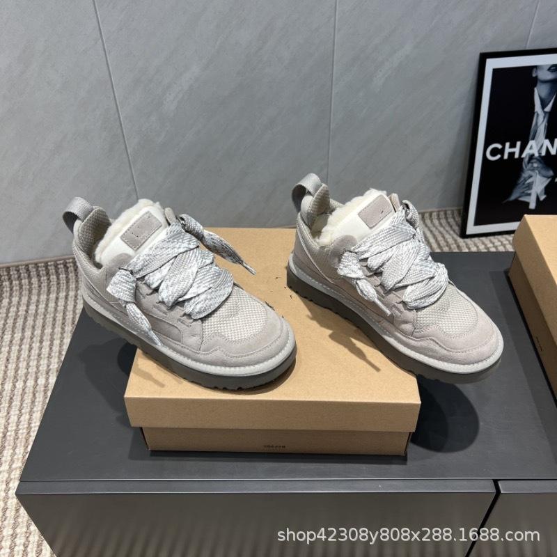 Thick Bottomed Low Cut Snow Boot Women S Winter Warm Cotton Shoes Fleece Lined Genuine Leather Slip-On Boots Casual Shoes 39