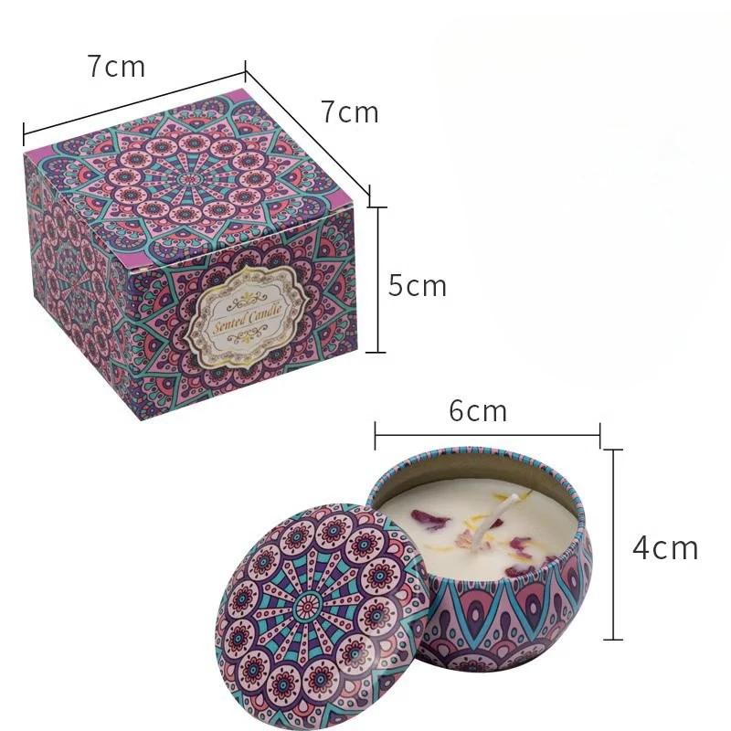 1Pcs/Box Scented Candle Set Gift Islamic Arabian Patterns Fragrance Candle Jar DIY Smokeless Couples Romantic Incense Candles for daily use