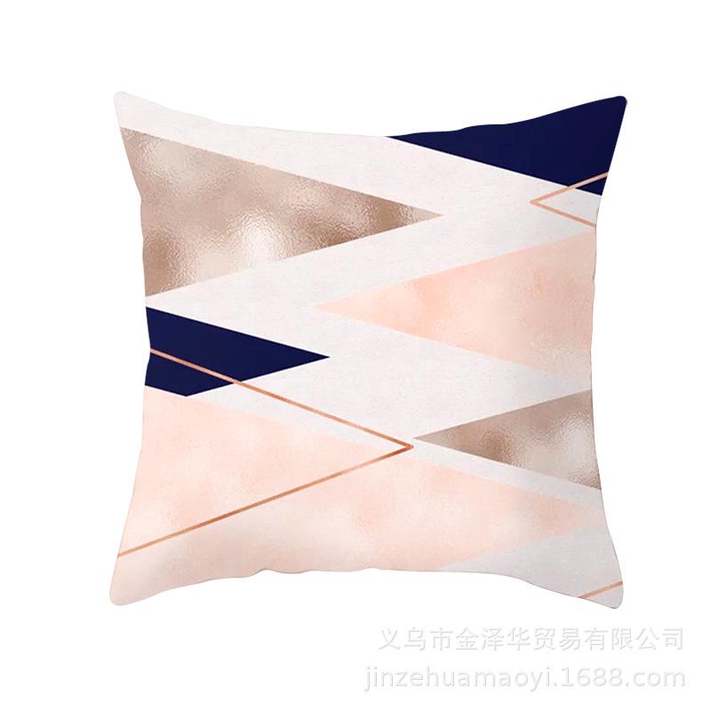 Modern Simple Pillow Cover Office Cushion Cover Pink Geometric Print Cushion Home Furnishings Home