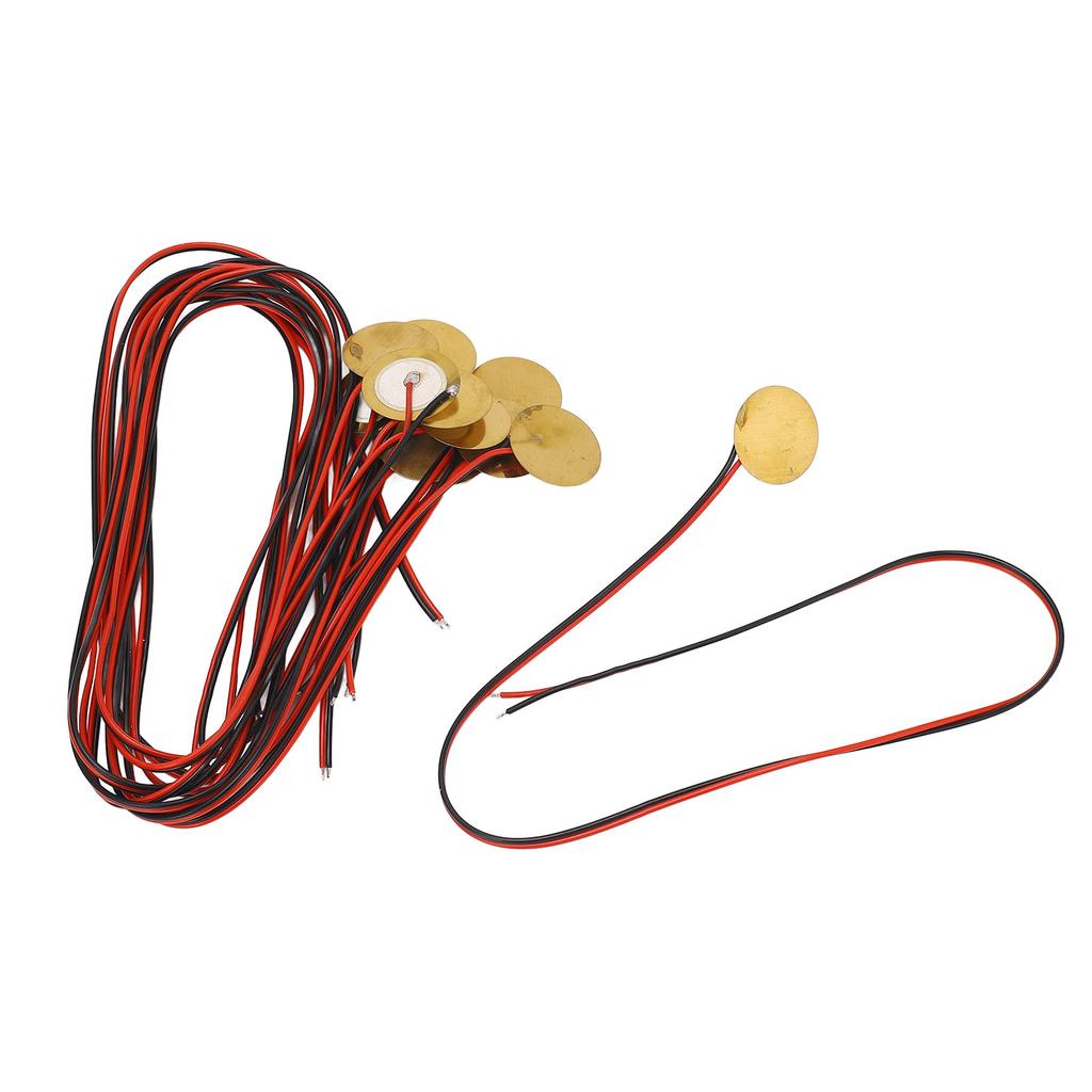 12PCS 27mm Piezo Discs with Wire Brass Piezoelectric Disk Piezo Pickup Transducer for Acoustic Guitar Drum Trigger