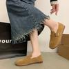 2025 New Beef Tendon Flat-soled Doudou Shoes Women's Simple Spring and Autumn Retro One-pedal Single Shoes Round Head Soft Sole Casual