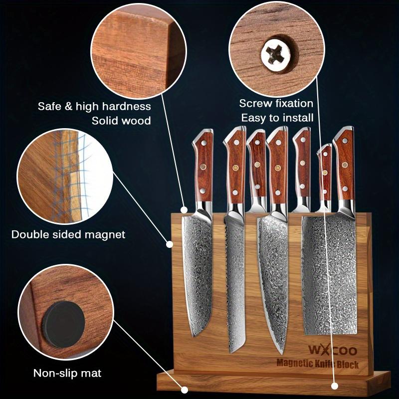 Home Kitchen Double-sided Wooden Magnetic Knife Holder, Multi-functional Storage Knife Holder with Strong Magnets, Magnetic Support