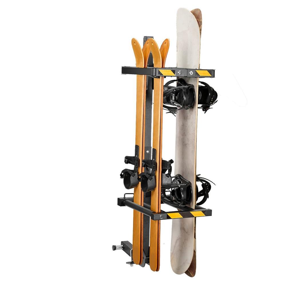 Klappbarer Ski- und Snowboardträger für die Anhängerkupplung, Passend für 50 mm Receiver, Trägt bis zu 6 Paar Ski oder 4 Snowboards, Verstellbarer, an der Anhängerkupplung montierbarer Träger für das Auto