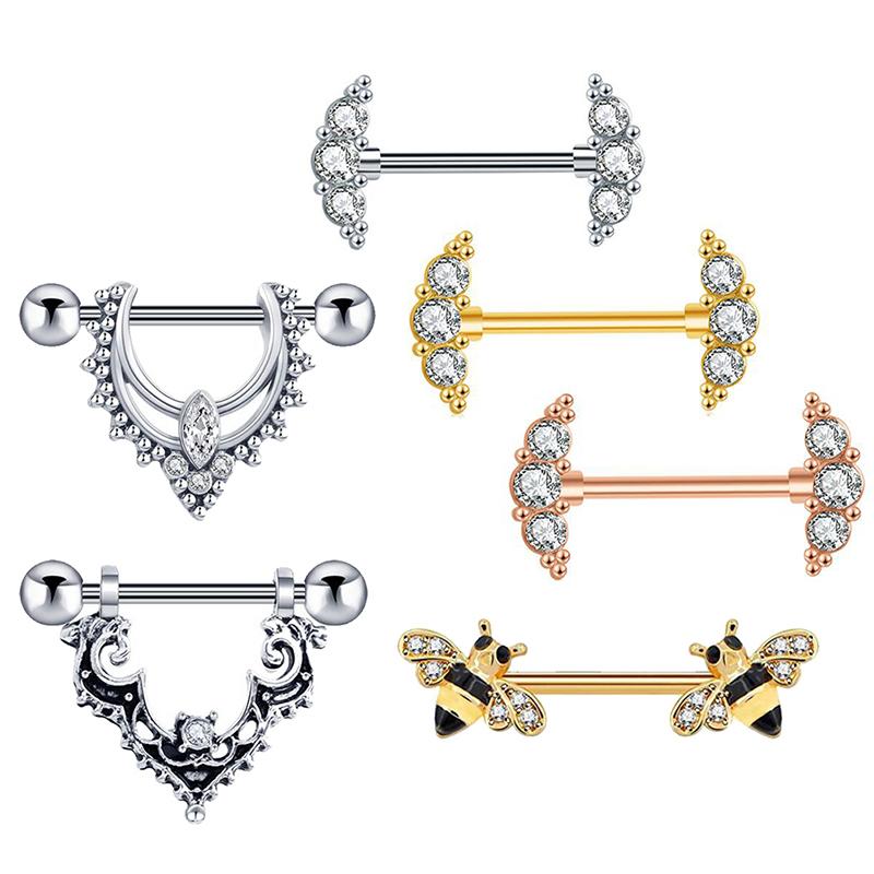 

1шт милый пирсинг сосков штангой из нержавеющей стали кольца для сосков украшения для тела