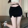 Women's Skirt Bandage Split Slim with Lining Solid Color