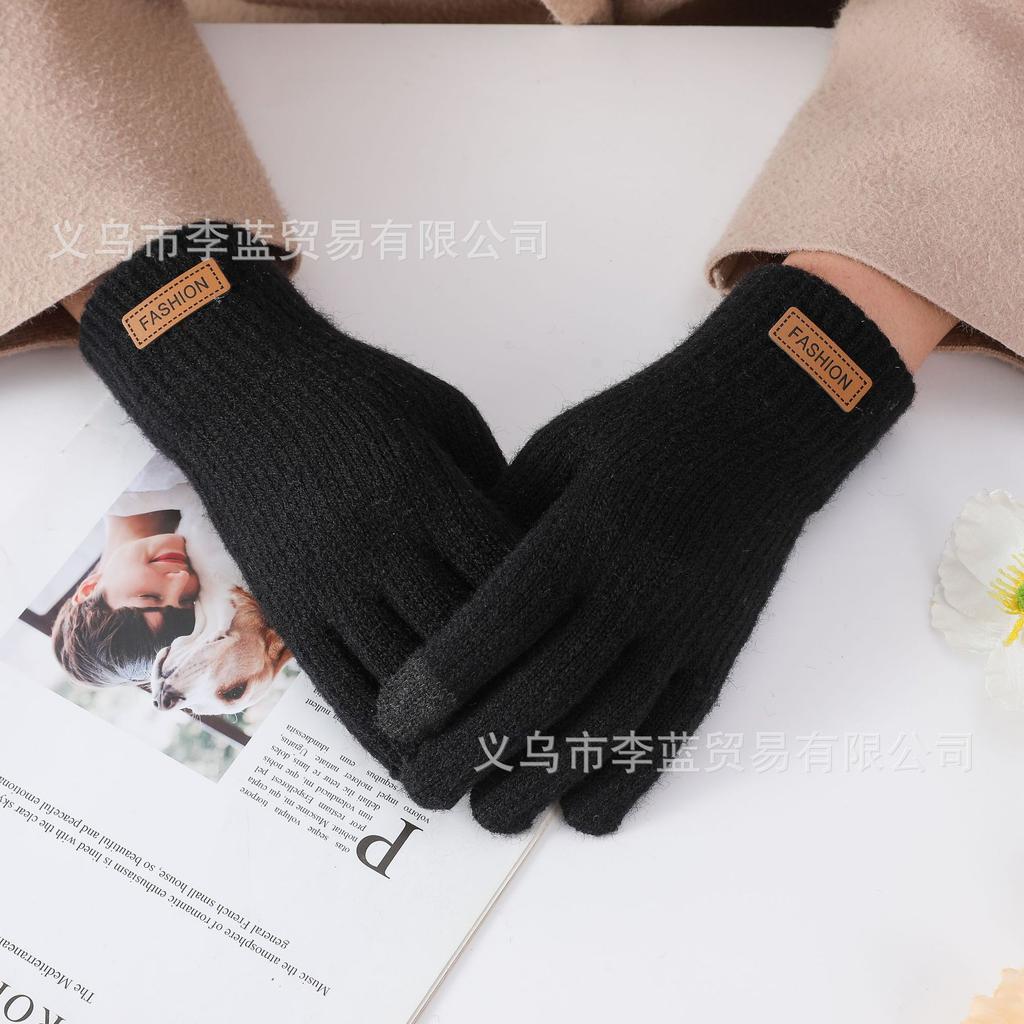 Winter Mink Imitation Solid Color Gloves