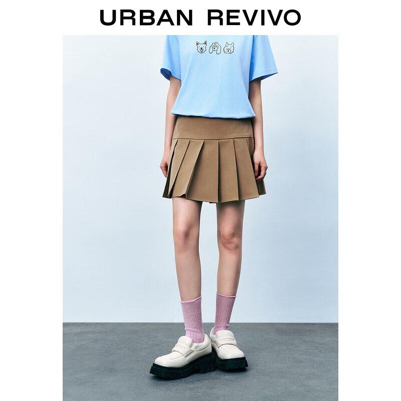 UR 2024 Fall Women s College Style Pleated A-Line Mini Skirt L