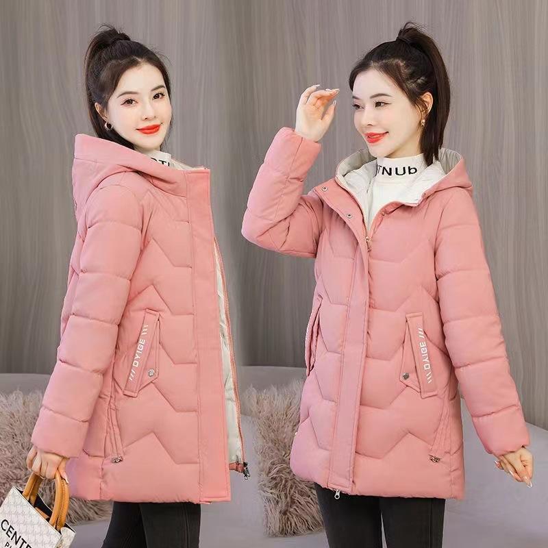 Women Autumn Winter Clothing Down Cotton Jacket Korean Mid-length Loose Thick Coat