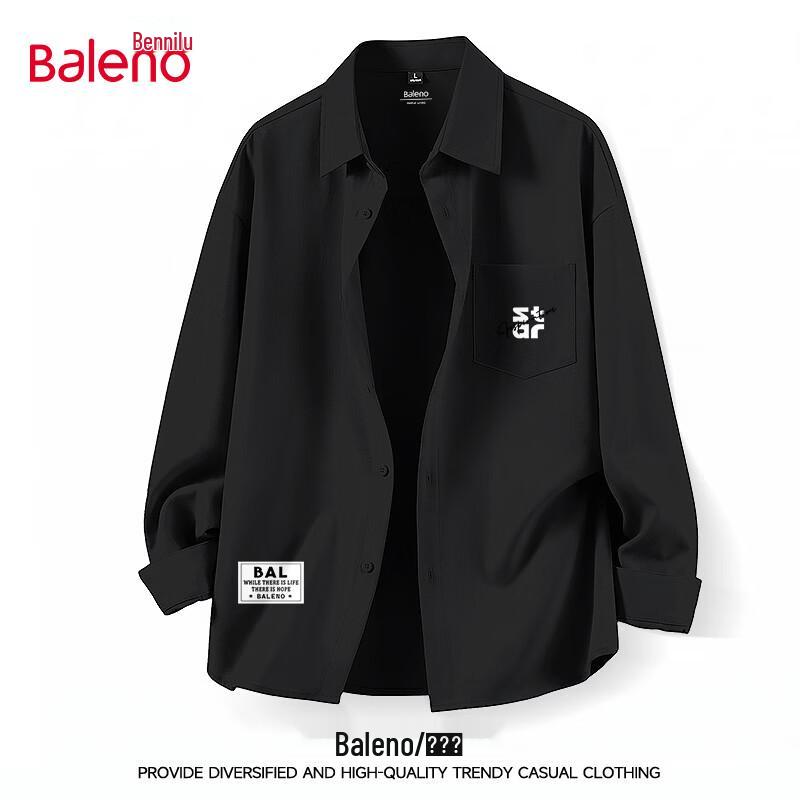 Baleno Men's Long Sleeve Drapey Shirt with JPB Stacked Letters Print