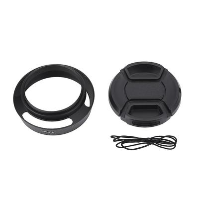 43mm Black Metal Lens Hood with Plastic Lenses Cap for Leica Photography Accessory
