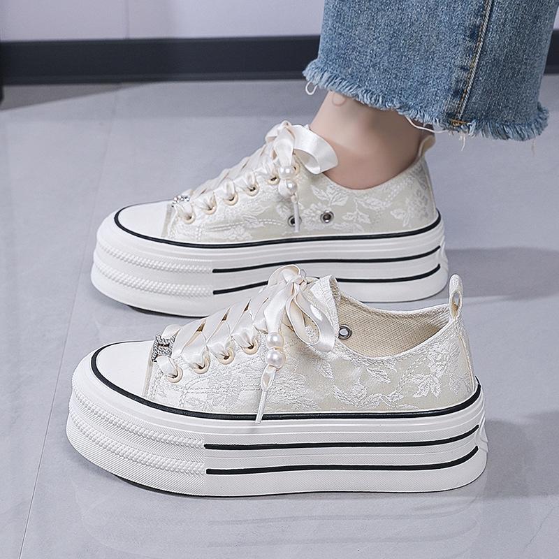 Platform Canvas Shoes Student Board Shoes Casual Versatile Trendy Single Shoes Little White Shoes