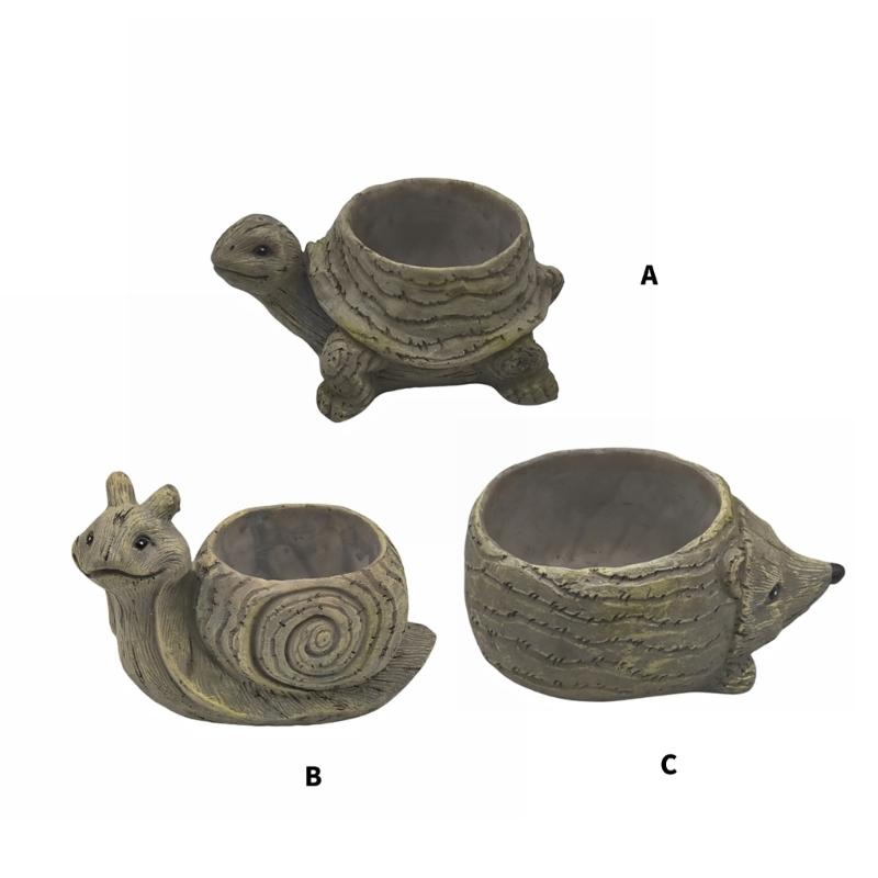 Cartoon Animal Succulent Planter Turtles/Snail/Hedgehog Plant Holder Resin Cactus Container for Home Office Decoration