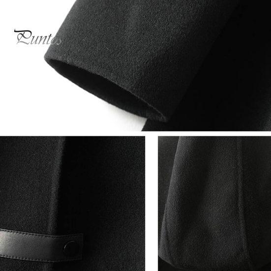 Damen Wintermantel beidseitig Wollstoff einfarbig Trenchcoat mit Kapuze Übermantel Locker Große Taschen Oberbekleidung Streetwear