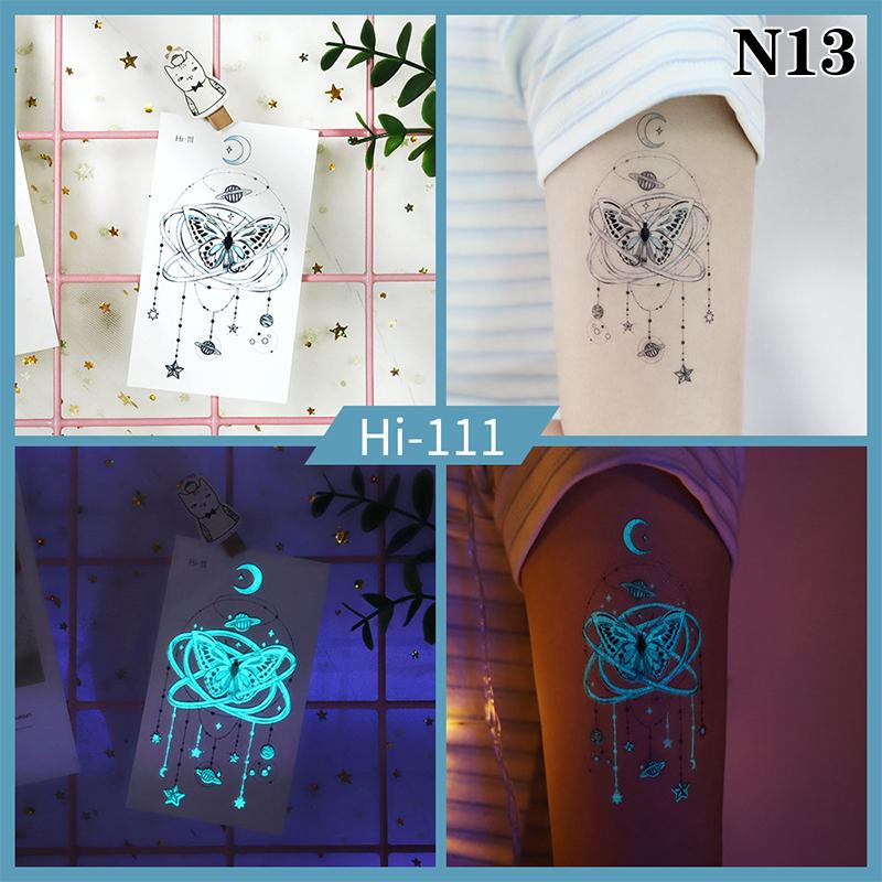 Светящаяся бабочка синяя светящаяся татуировка наклейка кемпинг водонепроницаемая временная татуировка перья одноразовая поддельная татуировка боди-арт