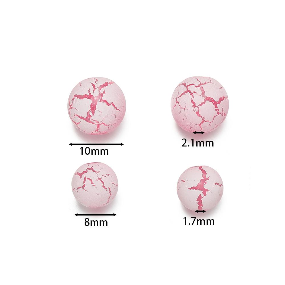 30/50pcs 8/10mm Round Color Cracked Acrylic Beads for Jewelry Making Multicolor Large Hole Loose Beads DIY Bracelet Necklace