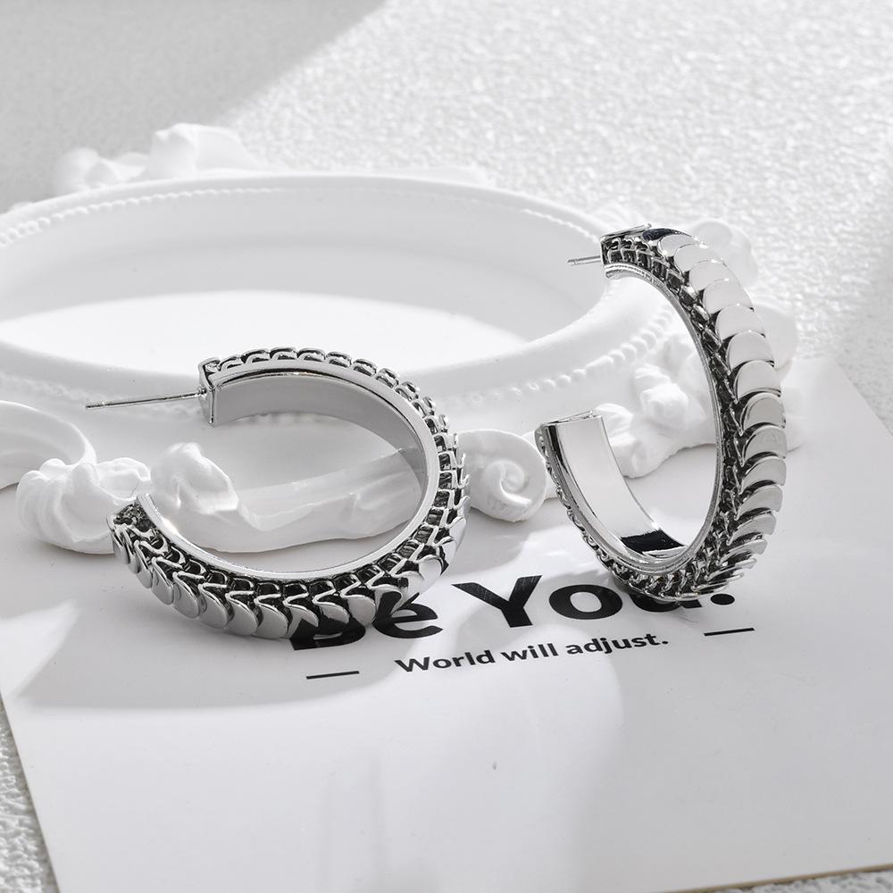 Exaggerated Scale C-Shape Hoop Earrings - Ins Style Light Luxury Statement Earrings for Women