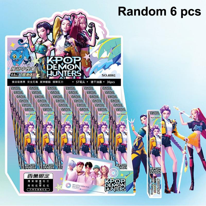 1/3/6/12 Pcs Kpop Demon Hunters 0.5Mm Black Ink Pen Student Writing Drawing Gel Pen Anime Figure Stationery Study Supplies Gift