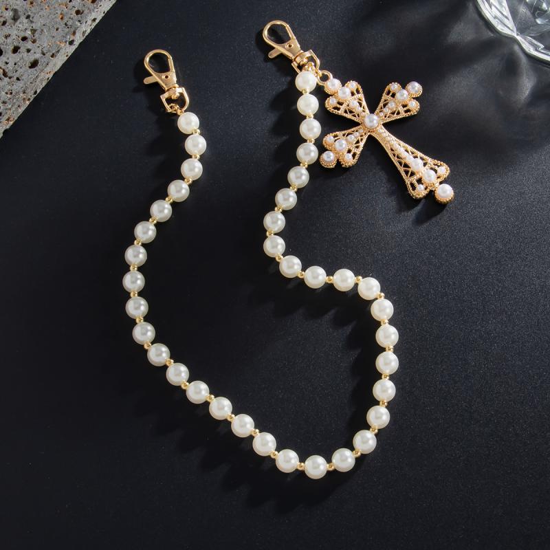 

2025 Trendy Punk Cross Imitation Pearl Pendant Jeans Chain Men HipHop Rock Pants Waist Belt Wallet Bag Chain Jewelry Accessories золотой
