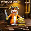 Pirate Cat Building Set with Treasure & Hat for Adults, Compatible with Lego Animal Caribbean Captain Orange Model Kit Collection for Adults - 1424PCS