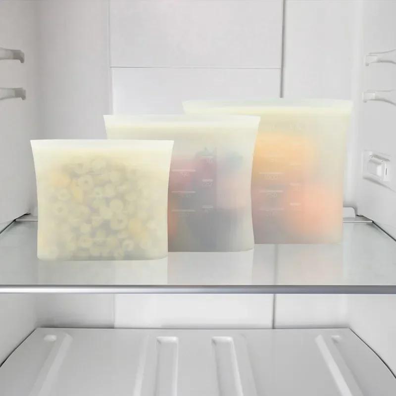 Silicone Food Storage Bags Reusable Leakproof Containers Fresh-keeping Fruit Sealed Freezer Bag Refrigerator Food Organizer Bag