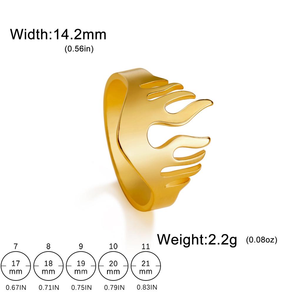My Shape Punk Flame Rings for Women Men Stainless Steel Gold Color Fire Shape Boys Hip Hop Finger Rings Party Jewelry Gifts Male
