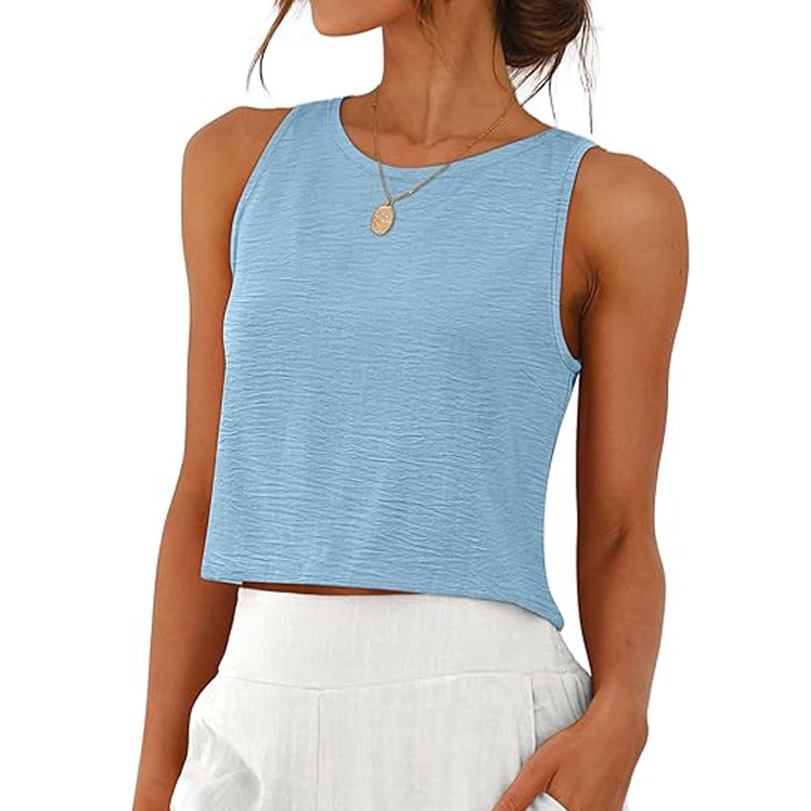 

Женский топ без рукавов, повседневная удобная блузка S синий