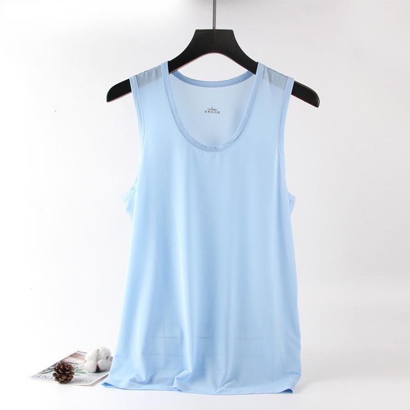 

Men s Quick-Dry Mesh Vest: Ice Silk Sleeveless Fitness Tank Top, Plus Size, Trendy Summer Wear XL (120-135 jin)