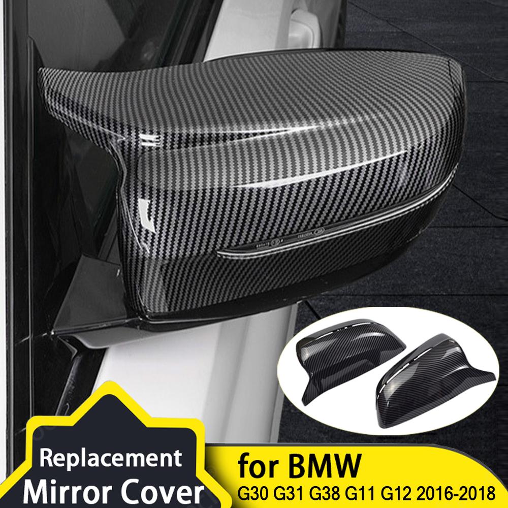 2Pcs Auto Helle Schwarz Seite Rückspiegel Abdeckung Ersatz Für BMW 4 5 7 Serie G30 G31 G38 g22 G11 G12 2016-2018 für