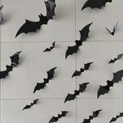 3D Waterproof Black Bat Stickers for Halloween Decorations
