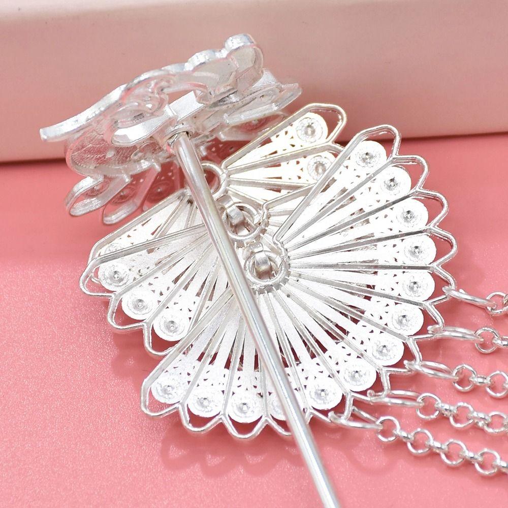 Fashion Headdress Stylish Headwear Chinese Hairpins Women Hair Fork Long Chain Peacock Hair Sticks