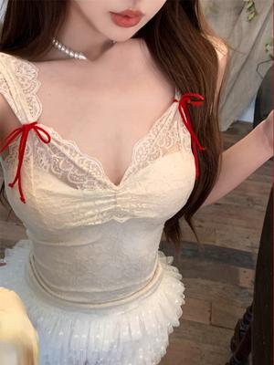 2024 Summer Sweet Elegant Blouse Women Evening Party Slim Y2k Crop Top Office Lady Casual Outwaer Vest Korean Fashion Chic