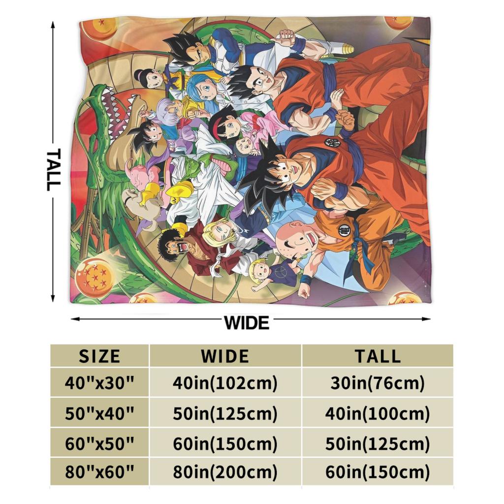 DBZ Anime Flannel Blanket Goku Fashion Throw Blankets for Bed Sofa Couch 150*125cm Rug Piece,