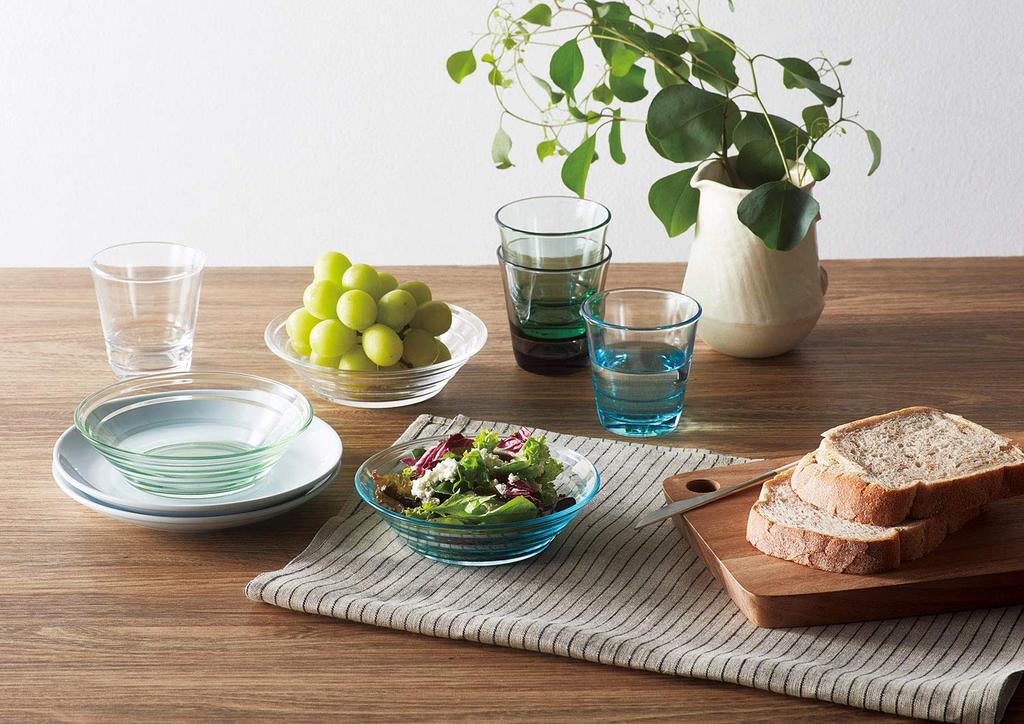 Toyo Sasaki Glass Lurak Aqua Made In Dishwasher Round Small Deep Side Glass Dessert Bowl, Blue, Japan, Safe, Plate, Bowl, Bowl, Dish, Plate, Plate,