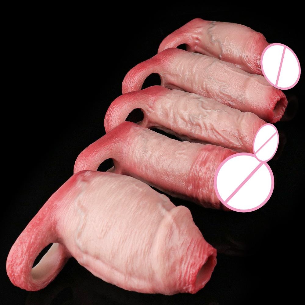 SXXY Realistischer Hohl-Dildo Mit Anti-Drop-Cockring Männlicher Penis-Verlängerungshülse Für Männer Verzögerte Ejakulation Paare Sex-Werkzeuge
