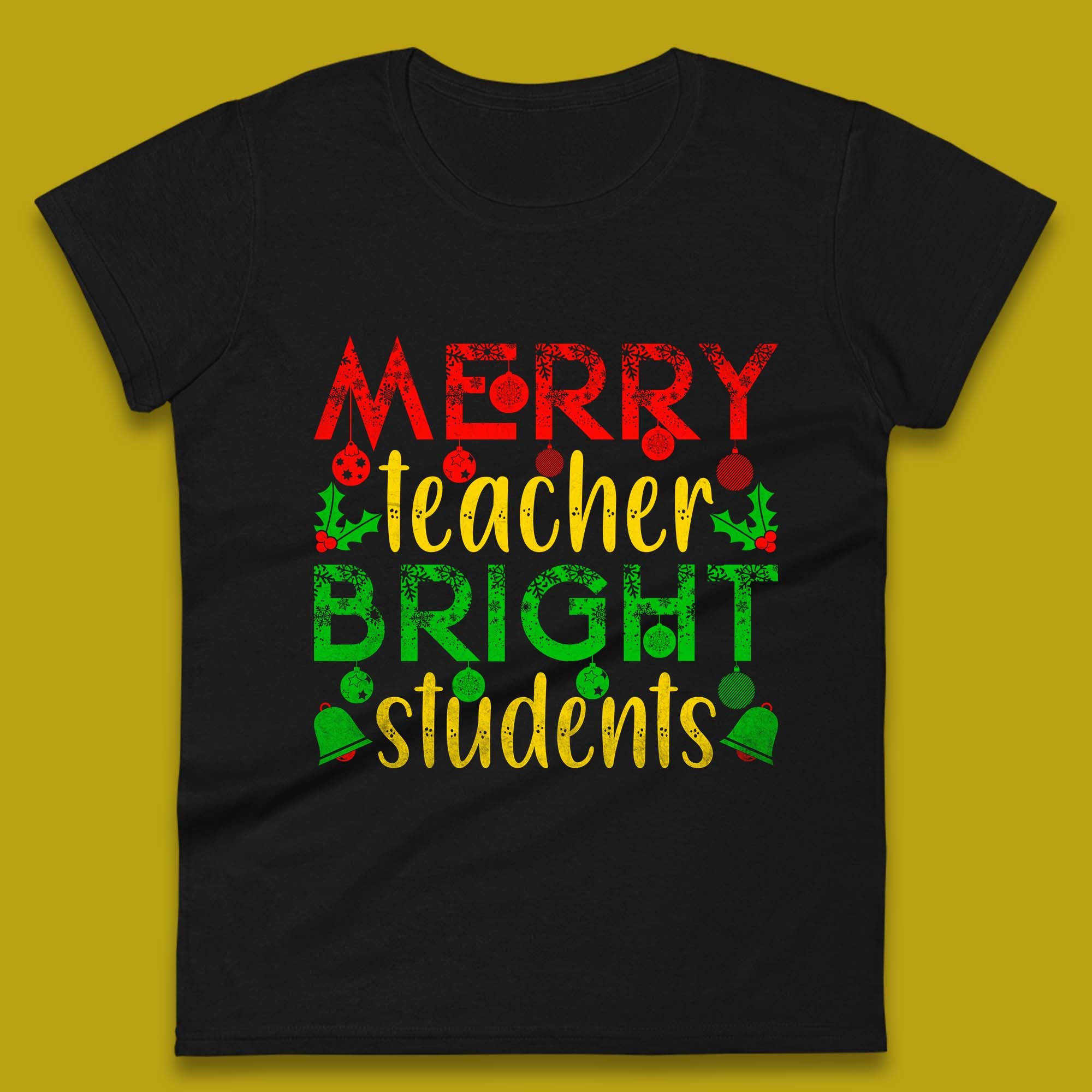 Christmas Womens T Shirt Mens Tops Tees Unisex Merry Teacher Bright Students Christmas Top 3XL