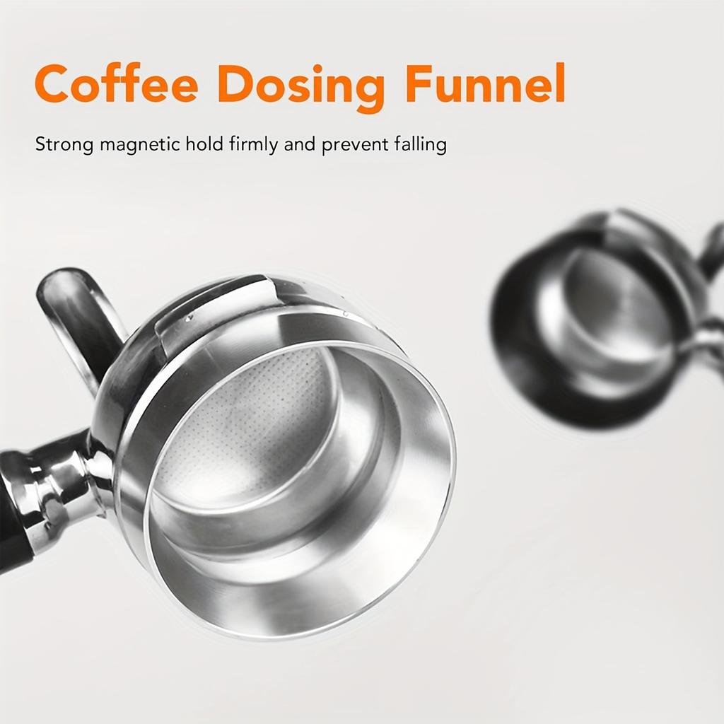51/53/58mm Espresso Dosing Funnel, Aluminum Magnetic Coffee Funnel Compatible, Silver/Black Espresso Magnetic Dosing Ring