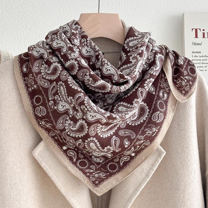 Chessboard Plaid 71CM Cotton and Linen Silk Scarf Small Square Scarf Women's Spring and Autumn Summer Thin Scarf Scarf Linen Headscarf Belt