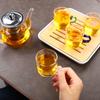 Juego de té chino Gongfu portátil Tetera de vidrio de borosilicato resistente al calor Bandeja de té Juego de tazas de té Una tetera de cuatro tazas Bolsa de regalo