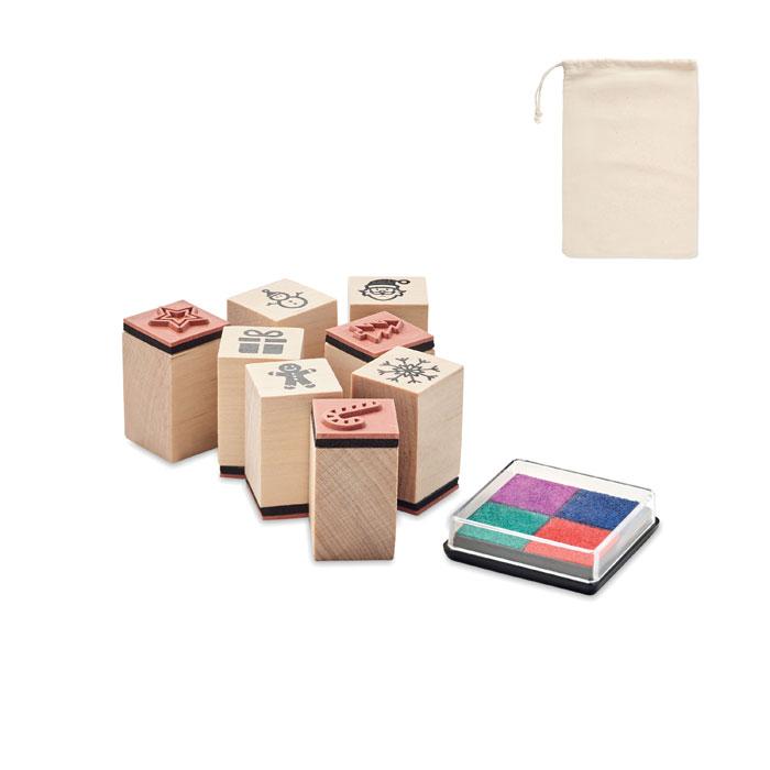 MidOcean Stampie Wooden Christmas Ink Stamp Set (Pack of 8)