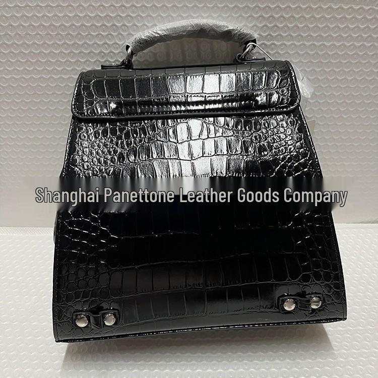 2025 Trendy Black Crocodile Print Backpack - Large Capacity, Cool & Casual Style