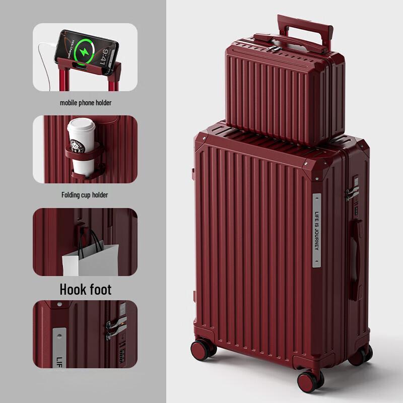 OEING 20-inch Wine Red Nested Travel Luggage Set
