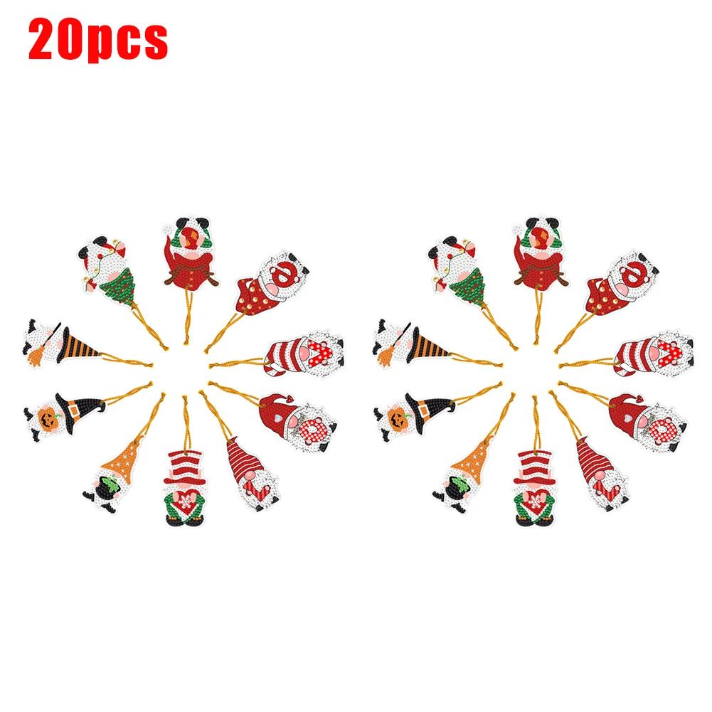 10/20/30pcs DIY Full Drills Diamond Painting Christmas Tree Pendant Hanging Ornament Christmas Decoration Natal Navided